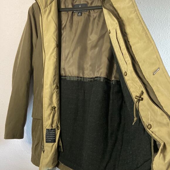 London Fog Men Brown Wool Blend Winter Jacket with Attached Hood & Vest Size M - Picture 10 of 16